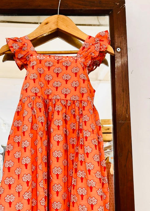 Girls Strappy Floral Dress Rose